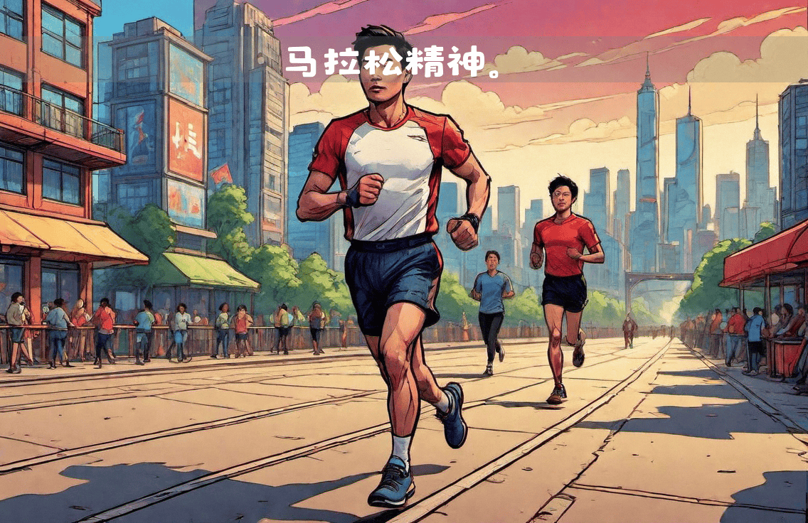 马拉松选手冲刺终点，一马当先